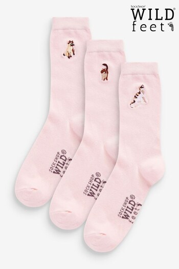 Wild Feet Pink Embroidered Socks (627514) | £14