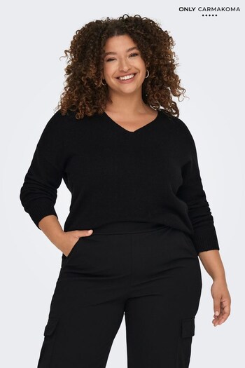 ONLY Curve Black V- Neck Knitted Jumper (627916) | £11