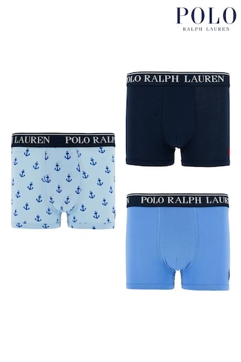 Polo Rugby Ralph Lauren Blue Cotton Stretch Logo Boxers 3 Pack (627925) | £40