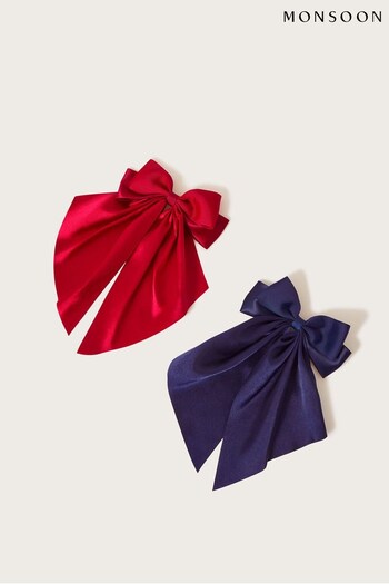 Monsoon Red School Bow Tie Hair Clips Set of 2 (628141) | £10