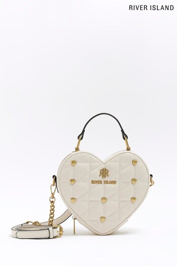 River Island Cream Heart Studded X Body Bag (628644) | £37