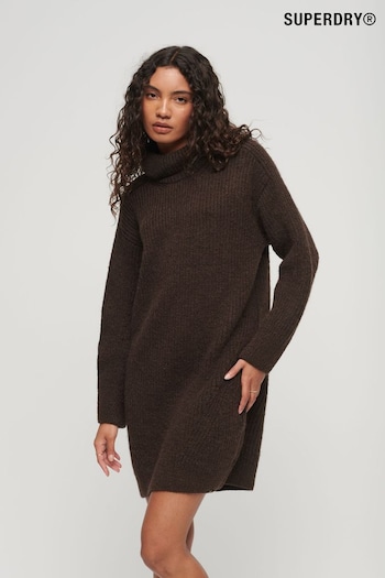 Superdry Brown Knnitted Roll Neck Jumper Dress (628651) | £80