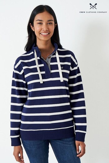 Crew Clothing Blue Stripe Cotton Casual Sweater (628691) | £59