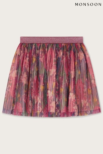 Monsoon Pink Floral Shimmer Skirt (628721) | £22 - £26