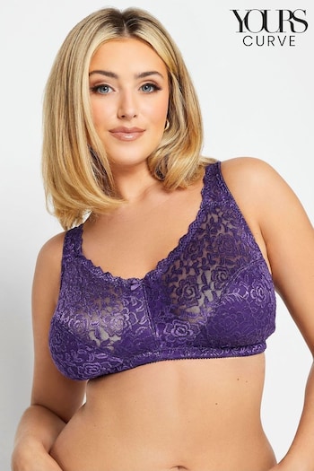 Yours Curve Purple Hi Shine Lace Non-Padded Non-Wired Bra (628861) | £19