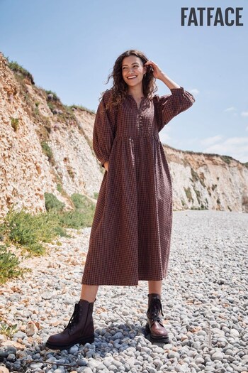 FatFace Brown Ceil Gingham Midi Dress (629063) | £69