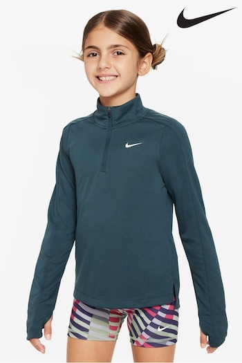 Nike rosa Jungle Green Dri-FIT Half Zip Long Sleeve Running Top (629077) | £38