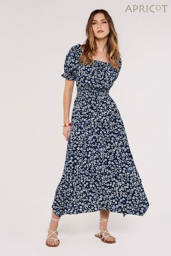 Apricot Blue Sarasa Micro Floral Milkmaid Dress (629149) | £35