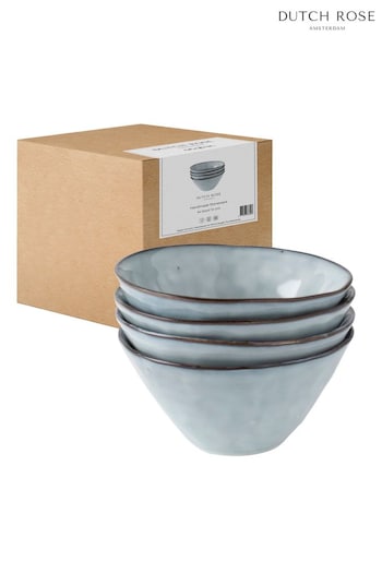 Dutch Rose Blue Organic Set 4 14cm bowls gift boxed (629267) | £34