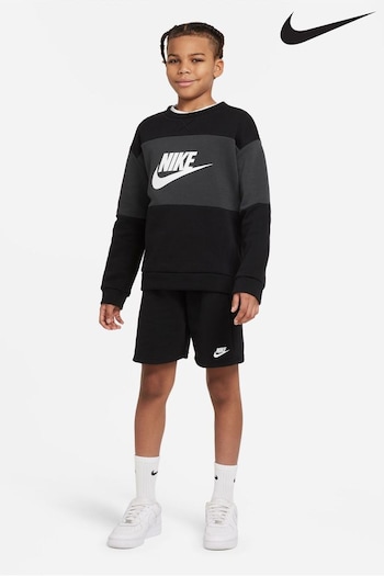 Nike Schwarz Black/White Sweatshirt and Shorts Tracksuit (629385) | £50