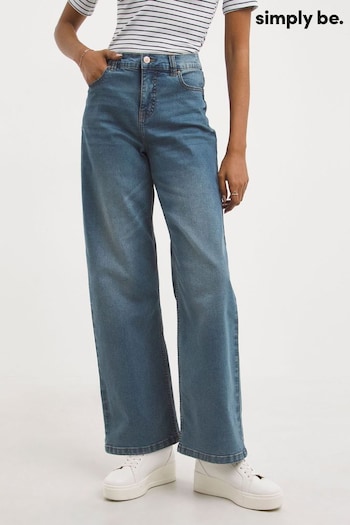 Simply Be Blue Mid 24/7 Wide Leg Jeans (629527) | £26