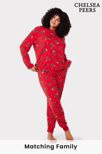 Chelsea Peers Red Curve Recycled Fibre Red Christmas Cockapoo Print Long Pyjama Set (629673) | £38