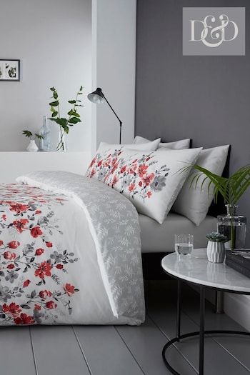 D&D Red Gabriella Floral Duvet Cover And Pillowcase Set (629721) | £18 - £35