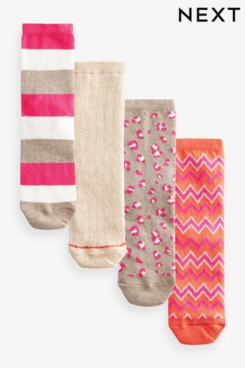 Pink/Orange Animal Pattern Ankle Socks 4 Pack (629869) | £10