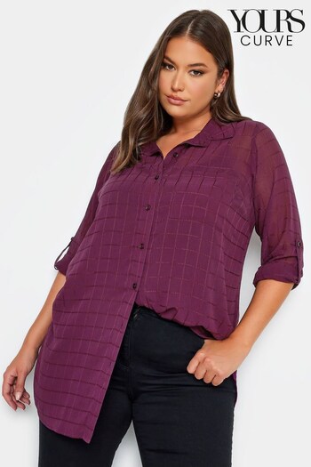 Yours Curve Purple Turn Back Sleeve Shirt (629907) | £29