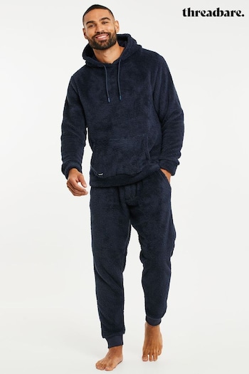 Threadbare Blue Borg Hooded Loungewear Set (630074) | £38