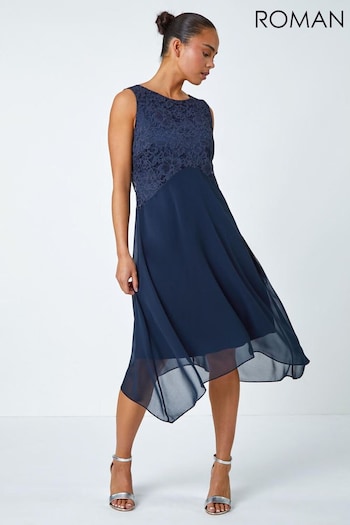 Roman Blue Peitite Lace Bodice Dress (630104) | £50