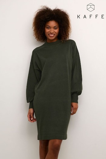 Kaffe Green Regina Metallic Knit Casual Fit Linen Dress (630279) | £60