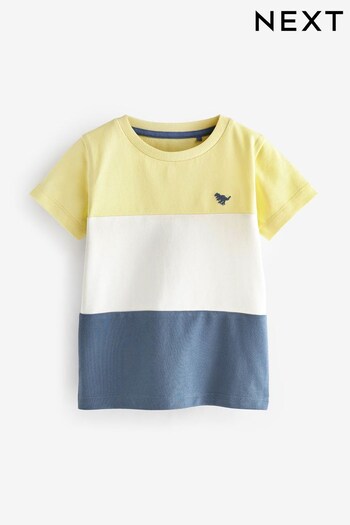 Blue & Yellow Pique Jersey Short Sleeve Colourblock T-Shirt (3mths-7yrs) (630708) | £5 - £7
