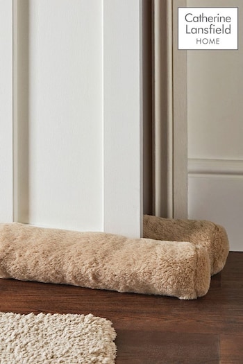 Catherine Lansfield Natural Faux Fur Soft and Cosy Draught Excluder Cushions (630792) | £17