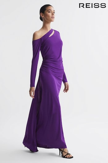 Reiss Purple Delphine Off-The-Shoulder Cut-Out Maxi Dress (630838) | £298