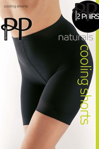 Pretty Polly 100 Denier Naturals Cooling Black Shorts 2 Pair Pack (631070) | £22