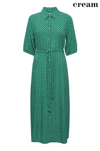 Cream Green Tiah Midi Shirt Dress (631089) | £90