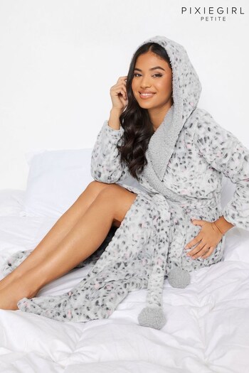 PixieGirl Petite Grey Contrast Animal Maxi Robe (631222) | £33