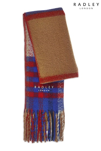 Radley Fluffy Check Brown Scarf (631283) | £59