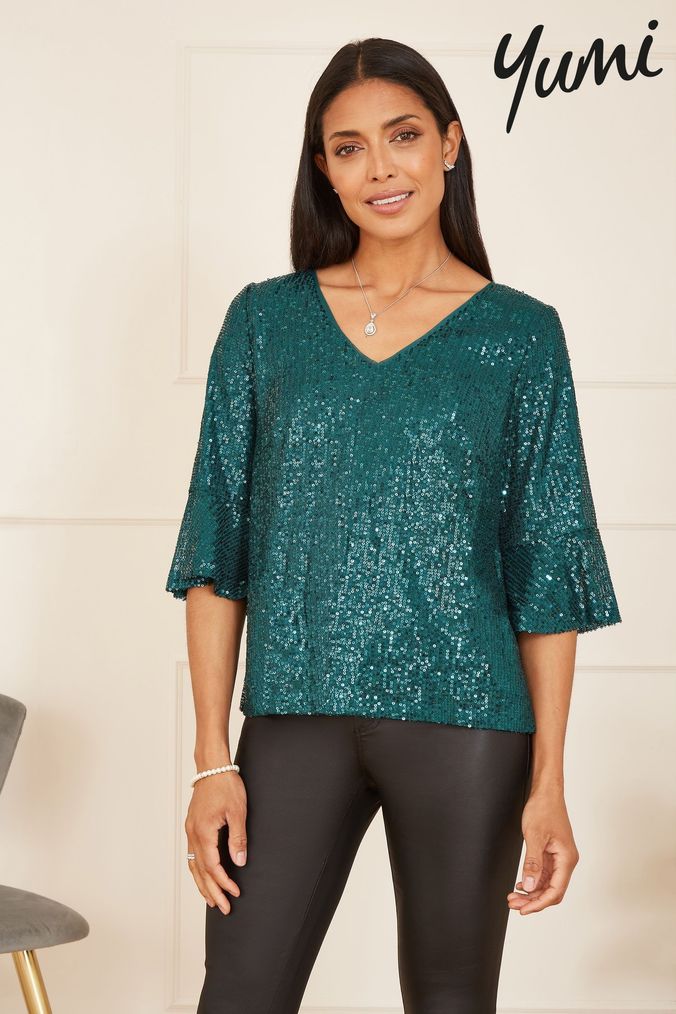 Next green sequin top store