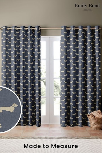 Emily Bond Indigo Blue Peggy Made to Measure Curtains (631705) | £91