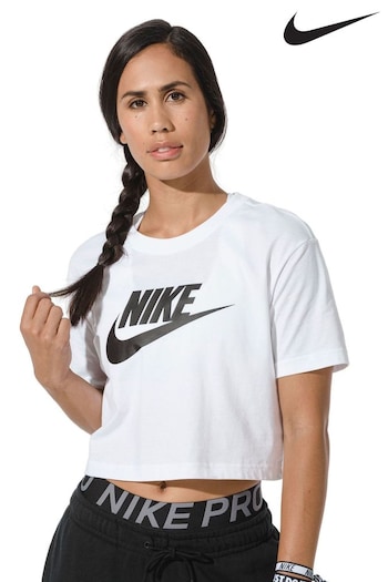 Nike White Essential Futura Cropped T-Shirt (631752) | £23
