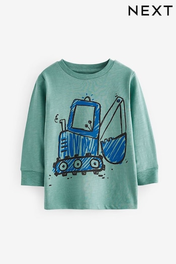 Green Digger Long Sleeve Transport T-Shirt (3mths-7yrs) (631803) | £5 - £7