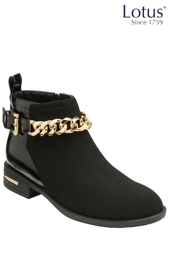Lotus Black Zip-Up Ankle Boots (631873) | £65