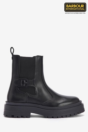 Barbour® International Milla Chunky Leather Chelsea Black boots Adidas (631977) | £135