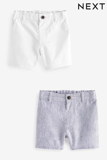 White/Blue Chino shoe-care Shorts 2 Pack (3mths-7yrs) (632094) | £13 - £17