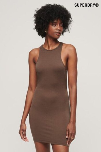 Superdry Brown Jersey Cross Back Mini Dress (632278) | £45