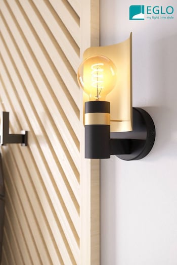 Eglo Black Hayes Brushed Brass Wall Light (632559) | £33