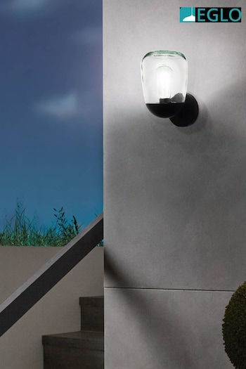 Eglo Black Donatori Outdoor Metal and Glass Wall Light (632680) | £44
