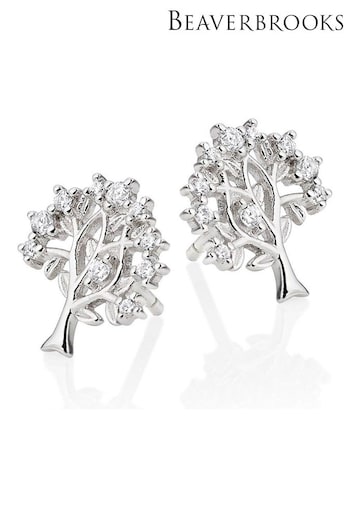 Beaverbrooks Silver Cubic Zirconia Tree Stud Earrings (633179) | £39