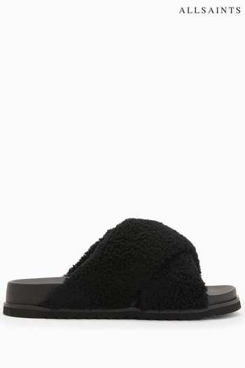 AllSaints Saki Shearing Black Sandals (633307) | £149