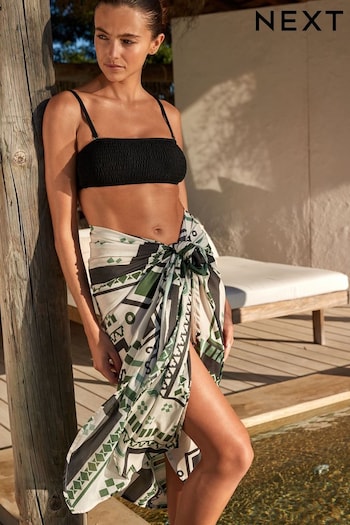 White Geo Sarong Beach Skirt Cover-Up (633381) | £22