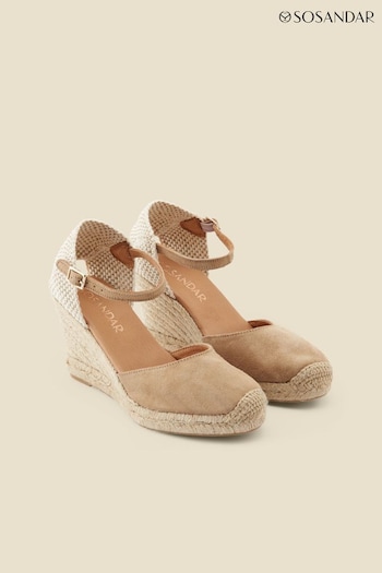 Sosandar Natural Closed Toe Espadrille With Ankle Strap (633540) | £69