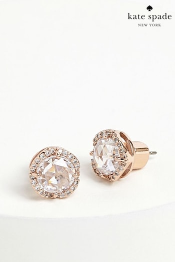 kate spade new york Large Rose Gold Tone Pave Round Studs Earrings (633703) | £50