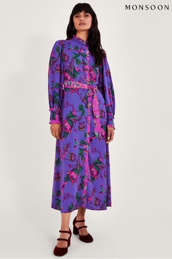 Monsoon Blue Jordann Print Shirt Dress (633716) | £75