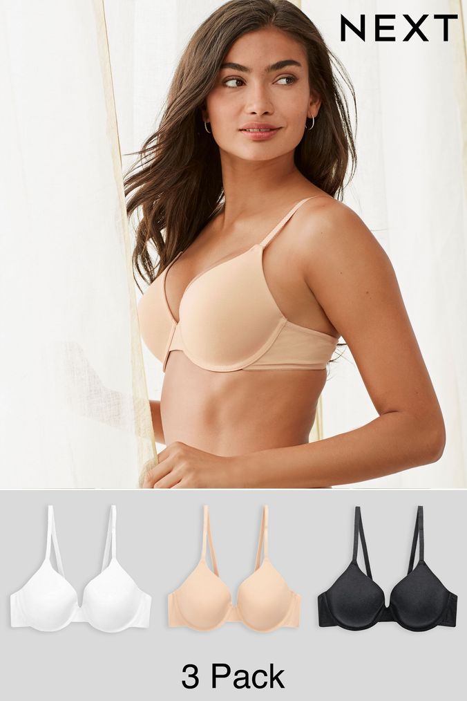Black/White/Nude Pad Full Cup Cotton Blend Bras 3 Pack (633771) | £28