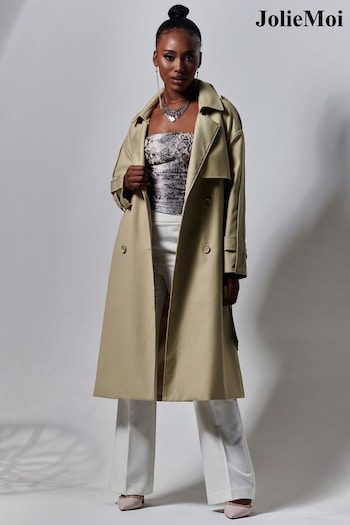 Jolie Moi Grey Double Breasted Trench Coat (633815) | £125