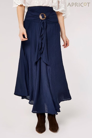 Apricot Navy Blue Shimmer Coconut Buckle Skirt (633874) | £35