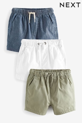 Sage/Chambray/White Pull On Shorts 3 Pack (3mths-7yrs) (633911) | £16.50 - £22.50