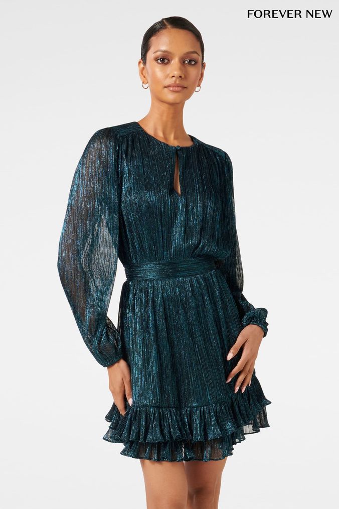 Forever new lace embroidered skater dress in blue on sale
